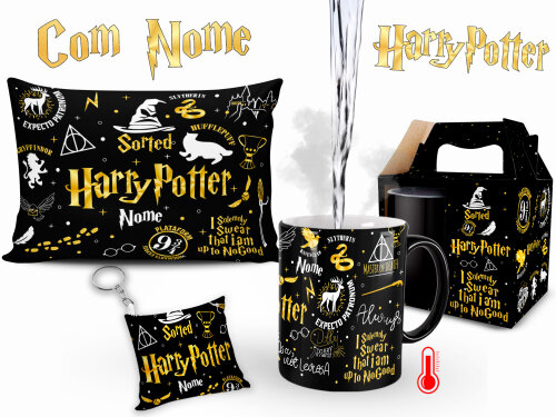 Caneca Mágica Harry Potter Clássica + Kit com Nome Personalizado