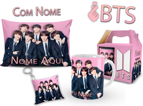 Caneca Personalizada com  Kit BTS BT21 com Nome Personalizado