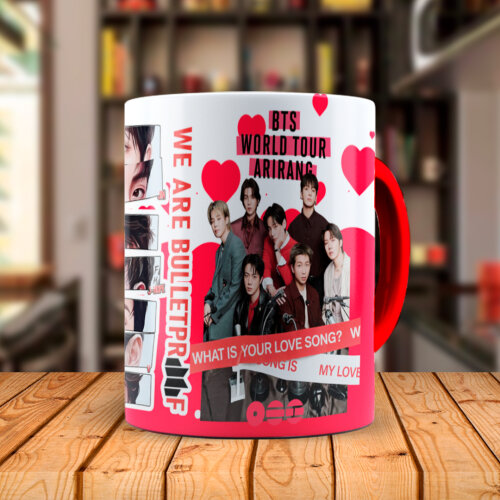 Caneca Kit BTS arirang com Nome Personalizado