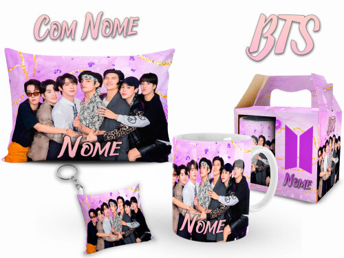 Caneca Kit BTS Fãs com Nome Personalizado