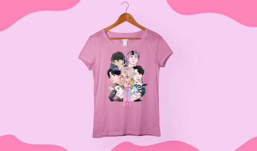 Caneca Mágica Personalizada + Kit Camiseta BTS KPOP com Nome