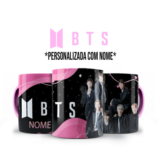 Caneca Mágica Personalizada + Kit Camiseta BTS KPOP com Nome