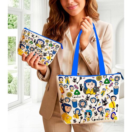 Bolsa de Ombro + Necessaire Coraline e o Mundo Secreto