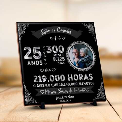 Azulejo Personalizado Presente Bodas de Prata 25 Anos
