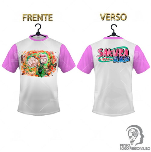 Camisa Raglan Sakura Naruto Shippuden Personalizada Mod006