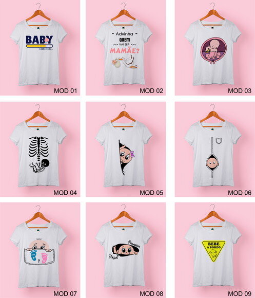 Camiseta Babylook Gestante Grávida Vários Modelos - Mod 011