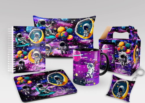 Caneca + Kit Agenda Astronauta Universo com Nome
