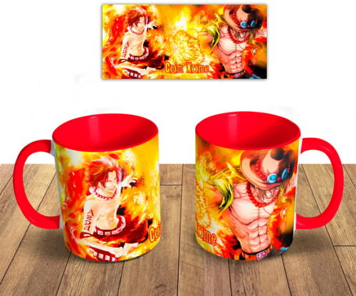Caneca + Kit Ace Portgas One Piece com Nome - Mod 003