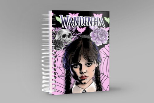 Caneca + Kit Agenda Série Wandinha Nome