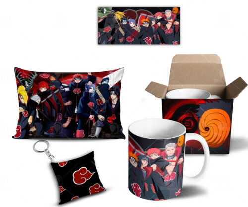 Caneca + Kit Akatsuki Anime Naruto Shippuden - Mod 004
