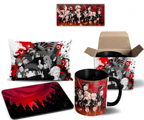 Caneca + Kit Akatsuki Anime Naruto Shippuden - Mod 011