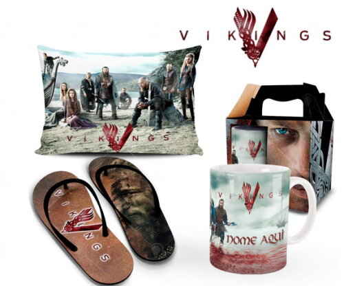 Caneca + Kit com Chinelo Série Vikings com Nome - Mod001