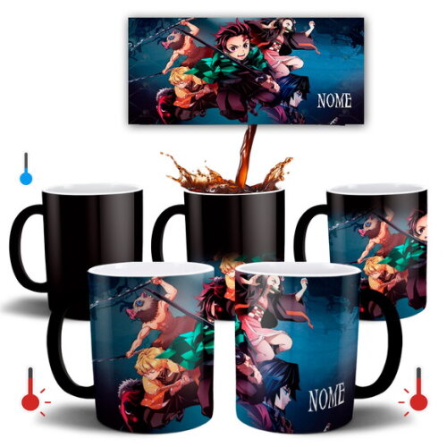 Caneca + Kit com Chinelo Tanjiro Demon slayer com Nome