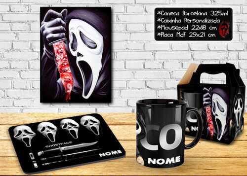 Caneca + Kit Filme Pânico Ghostface Scream