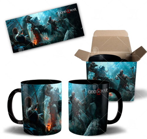 Caneca + Kit Geek Jogo God Of War Kratos - Mod 001