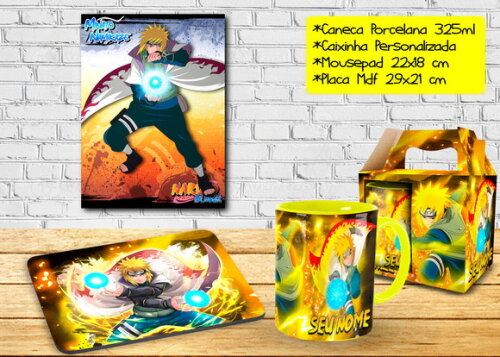 Caneca + Kit Geek Minato Namikaze Naruto com nome