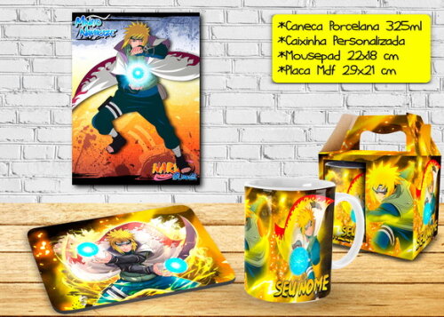 Caneca + Kit Geek Minato Namikaze Naruto com nome
