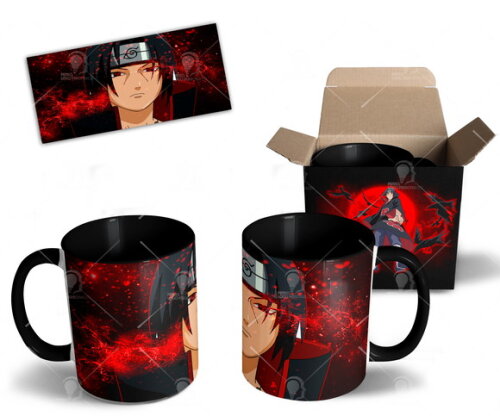 Caneca + Kit Itachi Uchiha Anime Naruto Shippuden - Mod 001