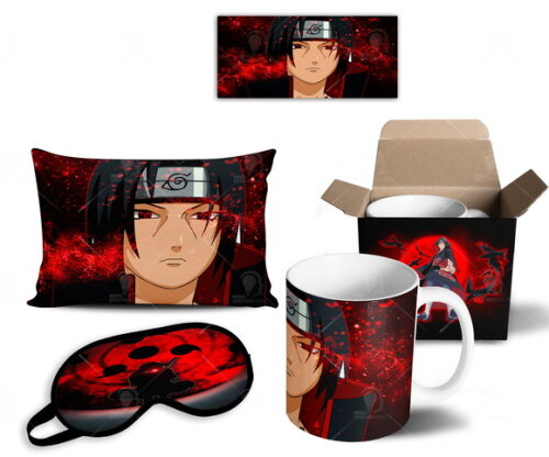 Caneca + Kit Itachi Uchiha Anime Naruto Shippuden - Mod 006