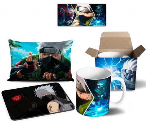 Caneca + Kit Kakashi Anime Naruto Shippuden - Mod 008