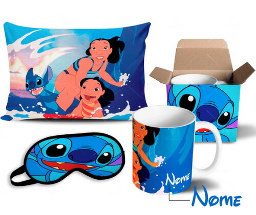 Caneca + Kit Lilo e Stitch com Nome - Mod 003