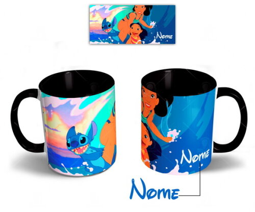Caneca + Kit Lilo e Stitch com Nome - Mod 006