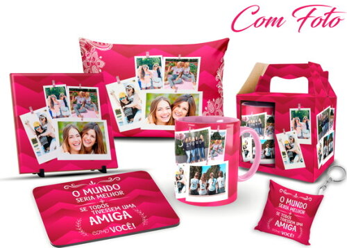 Caneca + Kit Melhor Amiga Amizade com Fotos Mod 01