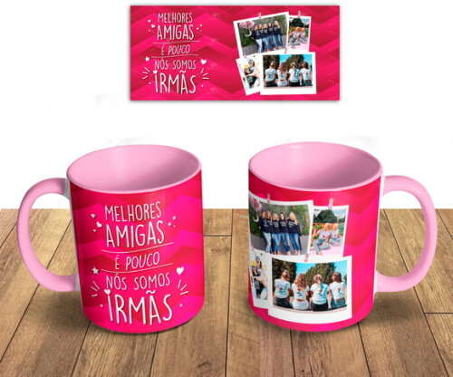 Caneca + Kit Melhor Amiga Amizade com Fotos Mod 02