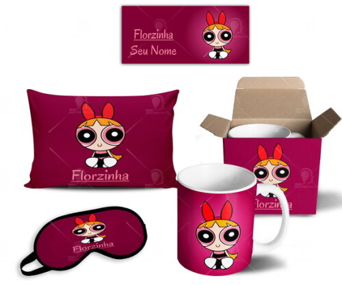 Caneca + Kit Meninas Super poderosas Florzinha Com Nome