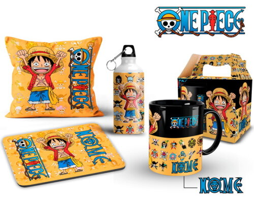Caneca + Kit One Piece Luffy com Nome - Mod 002
