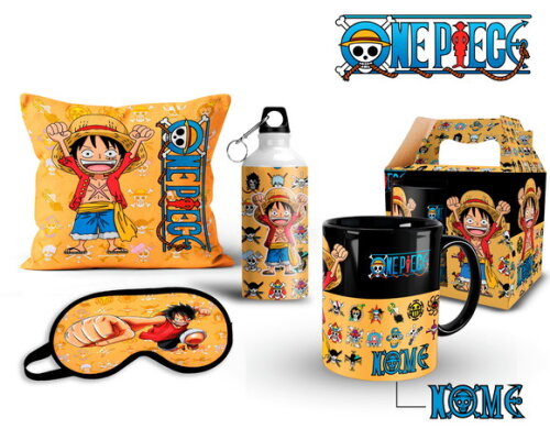 Caneca + Kit One Piece Luffy com Nome - Mod 003