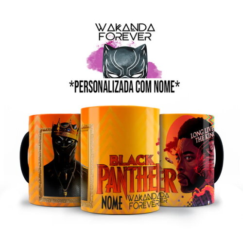 Caneca + Kit Pantera Negra Wakanda Forever com Nome