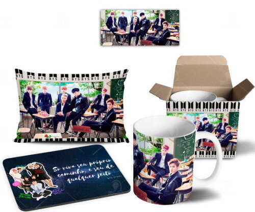 Caneca + Kit Personalizado BTS K-POP - Mod 002