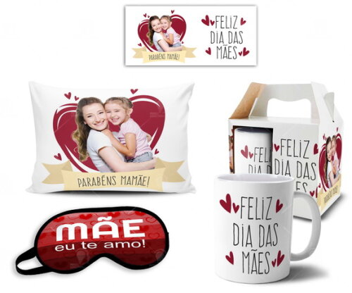 Caneca + Kit Personalizado Feliz dia das Mães - Mod 002