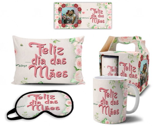 Caneca + Kit Personalizado Feliz dia das Mães - Mod 003