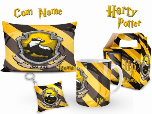 Caneca + Kit Personalizado Harry Potter Lufa-lufa com Nome