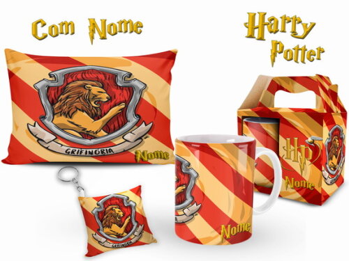 Caneca + Kit Personalizado Harry Potter Grifinória com Nome