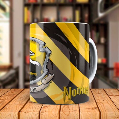 Caneca + Kit Personalizado Harry Potter Lufa-lufa com Nome