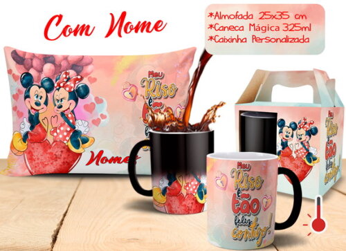 Caneca + Kit Personalizado Namorados Mickey e Minnie