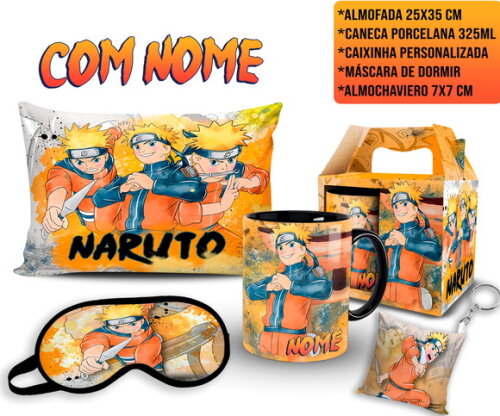 Caneca + Kit Personalizado Naruto com Nome