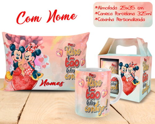Caneca + Kit Personalizado Namorados Mickey e Minnie