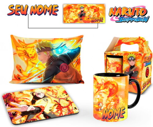 Caneca + Kit Personalizado Naruto Shippuden com Nome