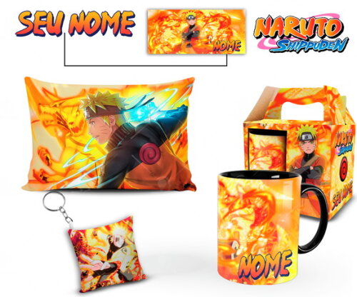 Caneca + Kit Personalizado Naruto Shippuden com Nome Mod 002
