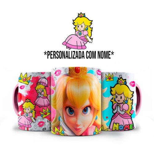 Caneca + Kit Personalizado Princesa Peach com Nome