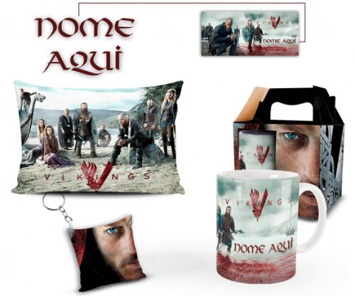 Caneca + Kit Personalizado Série Vikings com Nome - Mod001