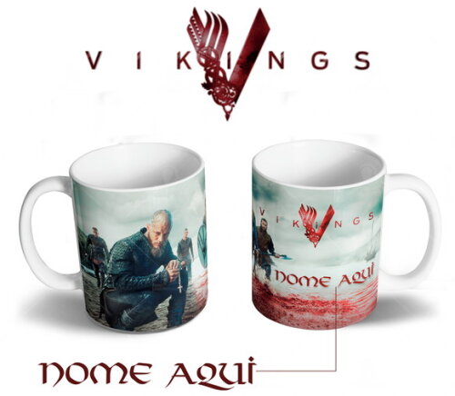 Caneca + Kit Personalizado Série Vikings com Nome - Mod002