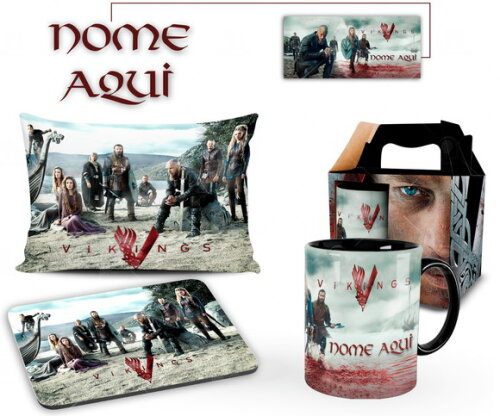 Caneca + Kit Personalizado Série Vikings com Nome - Mod005