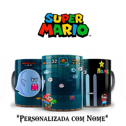 Caneca + Kit Personalizado Super Mário com Nome