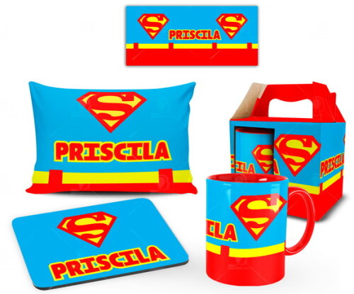 Caneca + Kit personalizado Superman com Nome Mod 002