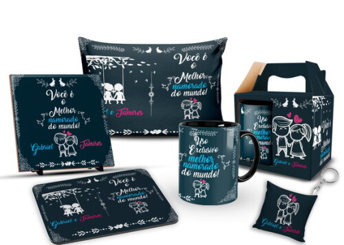 Caneca + Kit Presente Melhor Namorado com Nome - Mod 001